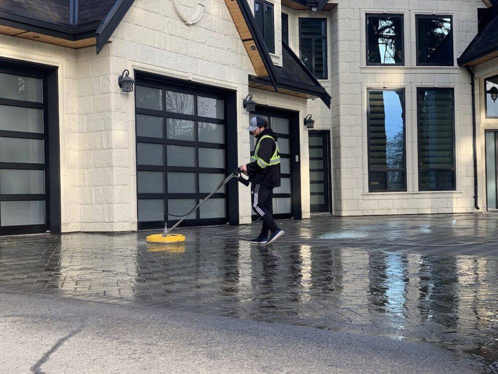 A driveway cleaned by the Shine City crew